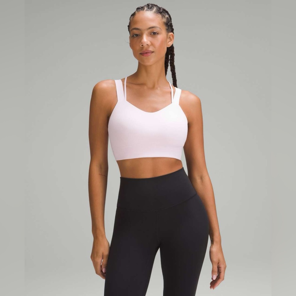 Lululemon Like a Cloud Longline Ribbed Bra D/DD Cups - Meadowsweet Pink